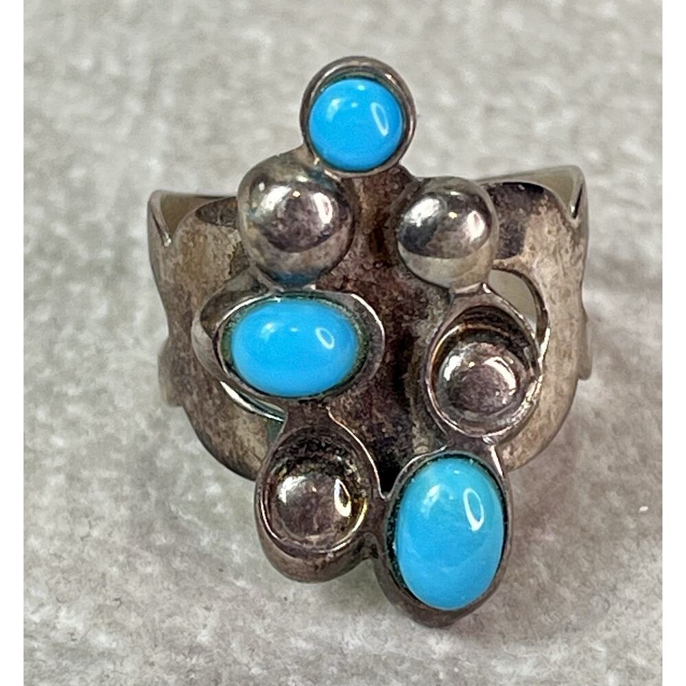 Jay King DTR 925 Sterling Silver Turquoise Cluster Ring Sz 10 Vintage - Picture 4 of 12